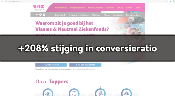 +208% conversieratio stijging VNZ website