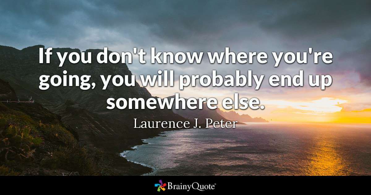 If you don't know where you're going, you will probably end up somewhere else