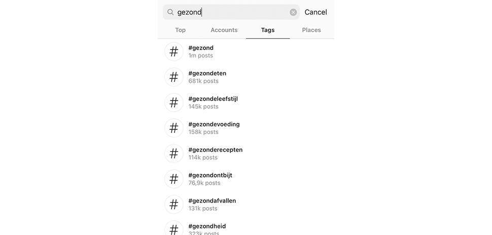 Instagram hashtag volume onderzoek