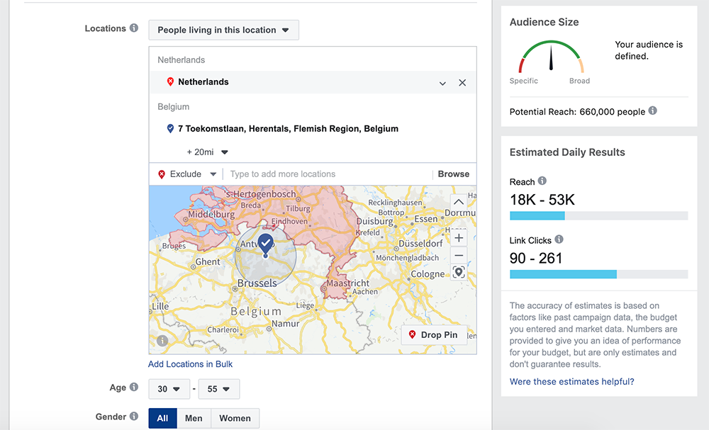 Facebook Ads exclude people from targeting